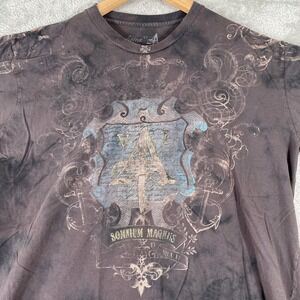 Y2K Aqua VI Shirt Mens Large Brown Short Sleeve Tee Grunge Skater 2000s